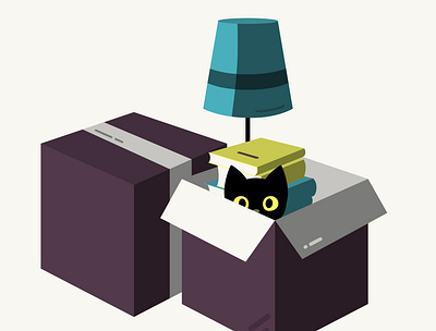 The Move box boxes cat flat illustration minimal move moving packing vector