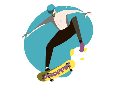 Skater character flat illustration jump minimal skate skateboard skater sport vector