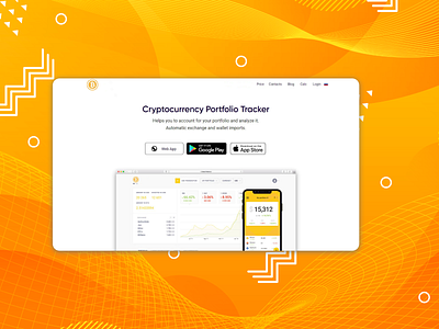Crypto portfolio tracker flat front end design landing page minimal ui ux web web app website