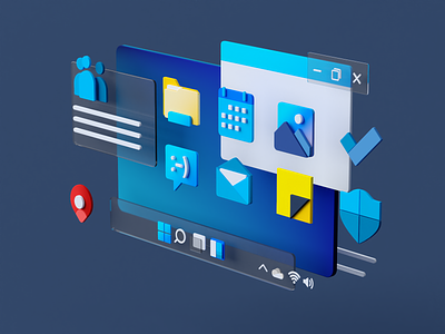 Windows 11 3d animation branding cinema 4d design graphic design illus illustration illustrator interface logo modeling motion graphics render ui uiux ux windows 11