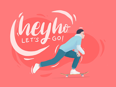 Heyho LET’S GO! design drawing fun graphic design hey illustration illustrator red run skateboard skateordie skater vector