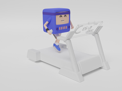 3D TV running on a treadmill