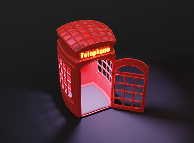 Telephone Booth 3d 3d art 3d design blender blendercycles call classic cute cycles illustration lighting neon phone phone booth render stylized telephone