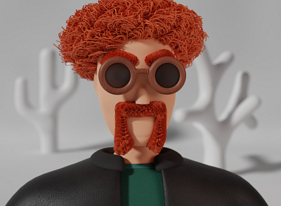 Redhead Character with cool mustache 3d 3d art 3d design blender blendercycles character character design cute glasses graphic design illustration leather mustache redhead stylized sunglasses texture
