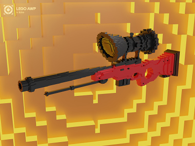 LEGO AWP 3d 3d art 3d design army awp blender blendercycles cute fantasy funny gun illustration lego lowpoly rifle snipe stylized war