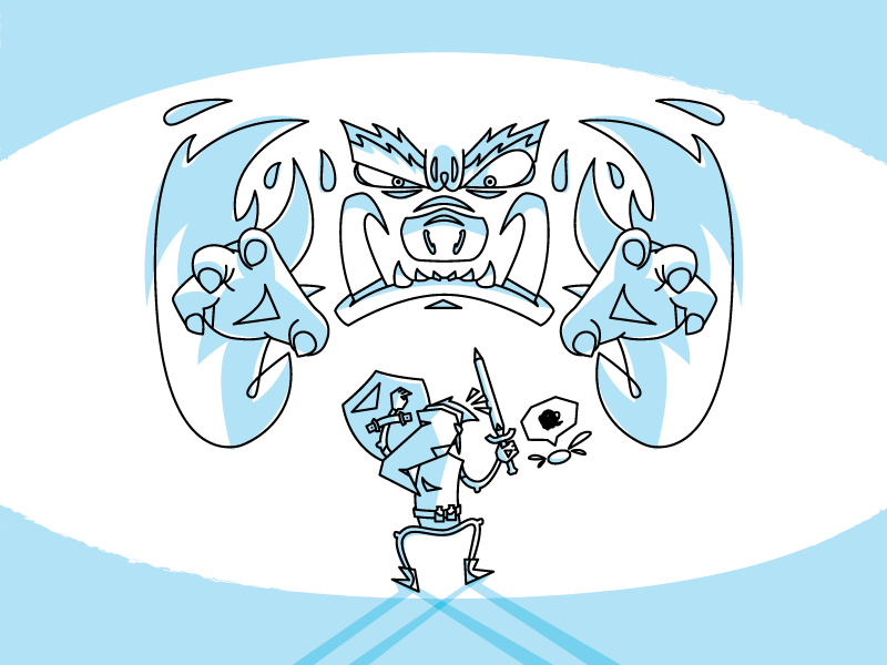 Ganon & Link vector illustration blue legend of zelda video games