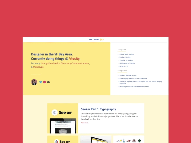 Portfolio Redesign 🤩 animation emoji portfolio red redesign ui website yellow