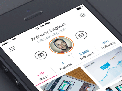 Dribbble App Profile app concept dribbble following gif ios iphone portfolio profile