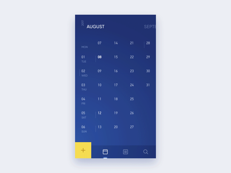 Calendar Transition after effects animation app calendar events ios iphone mobile motion transitions ui ux