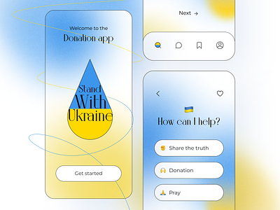 Stand With Ukraine 2022 app branding color design donation gradient help illustration logo mobile nowar peace pray truth typography ui ukraine ux vector