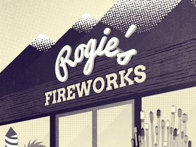 Rogie's Fireworks fireworks halftone illustration