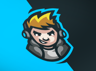 gamer mascot dribbble blonde hair icon person wearing headphones