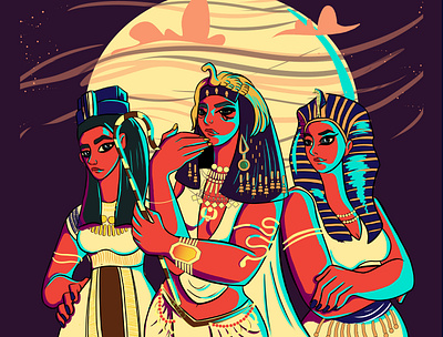 Ancient Egypt's queens artwork characterdesign design digital art digital painting illustration illustrator photoshop vectorart