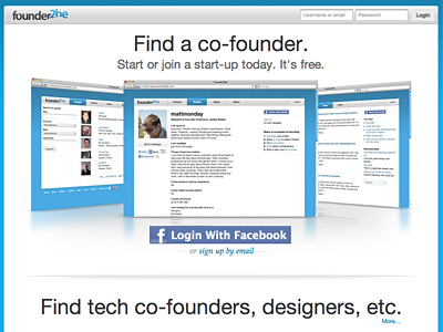 Founder2be.com Landing Page co founder founder founder2be landing landing page startup