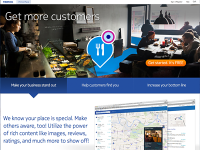 Current Nokia Prime Place Landing Page