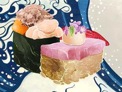 Flavours of the Sea design digital food illustration foodillustration illustration illustrator procreate procreate art sushi