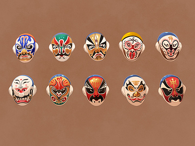 Chinese Opera Masks chinese culture chinese illustrator design digital illustration illustrator procreate procreate art