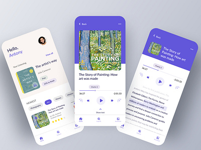 Audio books app app audio design flat ui
