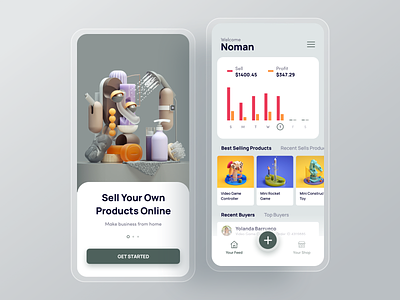 Multi Vendor eCommerce Mobile Application UI Design app clean design ecommerce hire interface minimal shop statistics ui ux walktrough