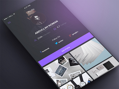 Profile Screen app design designer interface prototype purple redesign ui ux visual