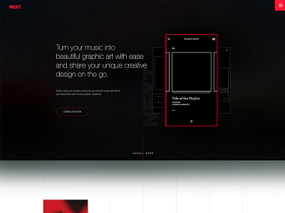 Landing Page Concept for NEXT. app concept design interface ios landing music page ui ux