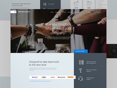 Dropbox Business Landing Page Design Concept