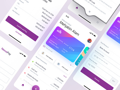 Financial Mobile Wallet App Redesign app card clean creative design finance hire interface ios iphone x minimal money payment redesign send money ui user experience user interface ux wallet