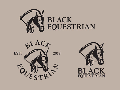 Black Equestrian Logo Versions branding design illustration logo vector