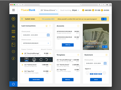 Dashboard UI bank banking client concept dashboard software ui