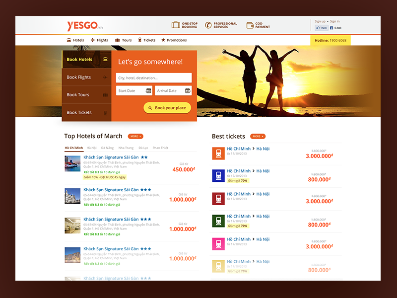 Yesgo — Travel made easy. ecommerce orange sunset travel website yesgo