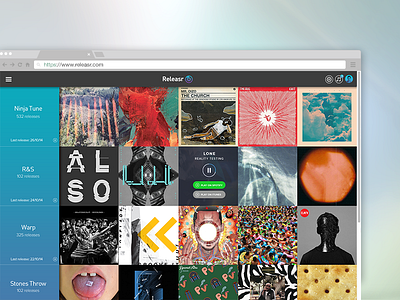 Releasr App V1.0 apple icons itunes label music player record spotify tracker ui ux vinyl