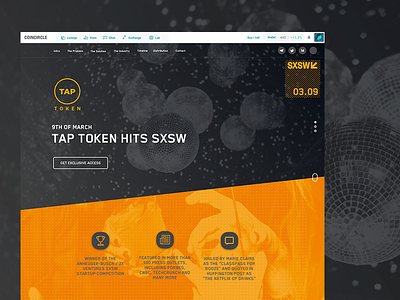 Tap Token SXSW Promo Site alcohol blockchain drink ico orange sxsw tap token ui