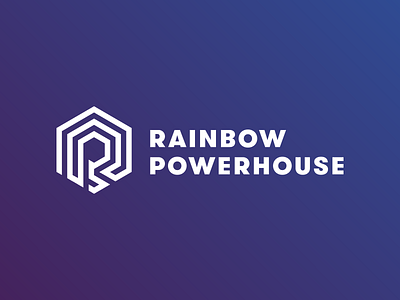 Rainbow Powerhouse Logo blockchain branding btc crypto design energy eth ethereum fintech logo p power powerhouse rainbow resource spiral vector