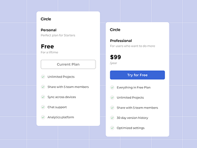 Pricing Card Design