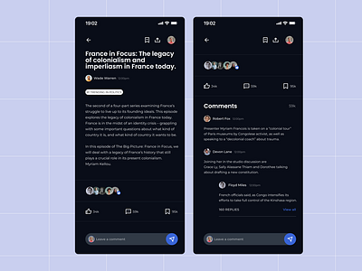 News App Exploration Design: Dark Version