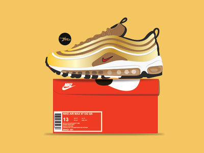 Nike Air Max 97 OG Gold adobe illustrator airmax airmax97 airmaxday branding design designer illustration logo nike original photoshop poster shoe shoe design sneakers