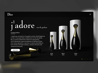 Dior j'adore 3d artist adobe xd design interface interface design photoshop ui ux web website design