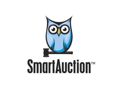 Smart Auction auction bid bird branding corporate identity gavel loog owl smart software