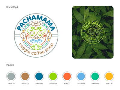 Pachamama Mexican Veggie Cofee Shop brand identity brand mark coffee food illustration logo logo mark mexican mexican art nature tea vegan veggie