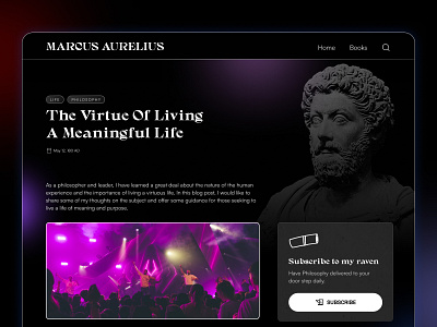 If Marcus Aurelius had a blog page branding design minimal ui ux web design