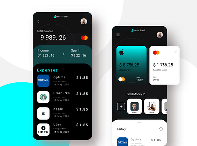 Online Banking animation app application colors dark mode design designer effect graphic graphicdesign illustration mobile app mockup online banking application shot ui design uiux