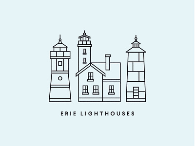 Erie Lighthouses beach erie illustration lighthouses print