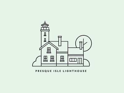 Presque Isle Lighthouse beach erie illustration lighthouse print