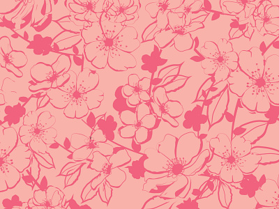 Floral Print floral flowers hand drawn pattern pink print