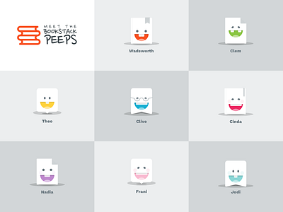 Meet the Bookstack Peeps bookmarks books characters faces illustration sketch
