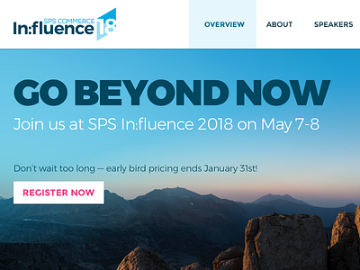Influence18 beyond cta logo mountains navigation