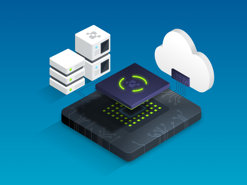 Processor Chip cloud illustration isometric processor server