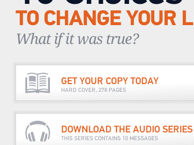 Book Landing Page big buttons buttons icons orange