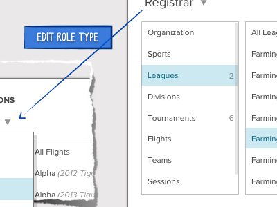 Permissions Levels menu permissions wireframes