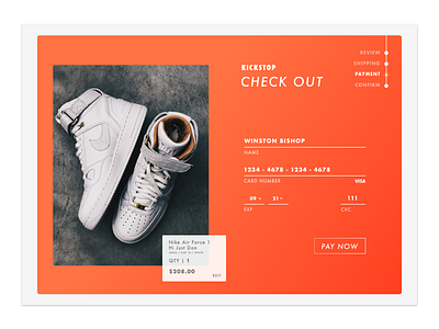 002 - kickstoop checkout 002 checkout dailyui dailyui002 orange sneakers